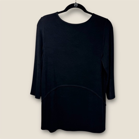 Travelers by Chico's Black 3/4 Sleeve Top Size 1 8/10 Medium - Picture 2 of 11
